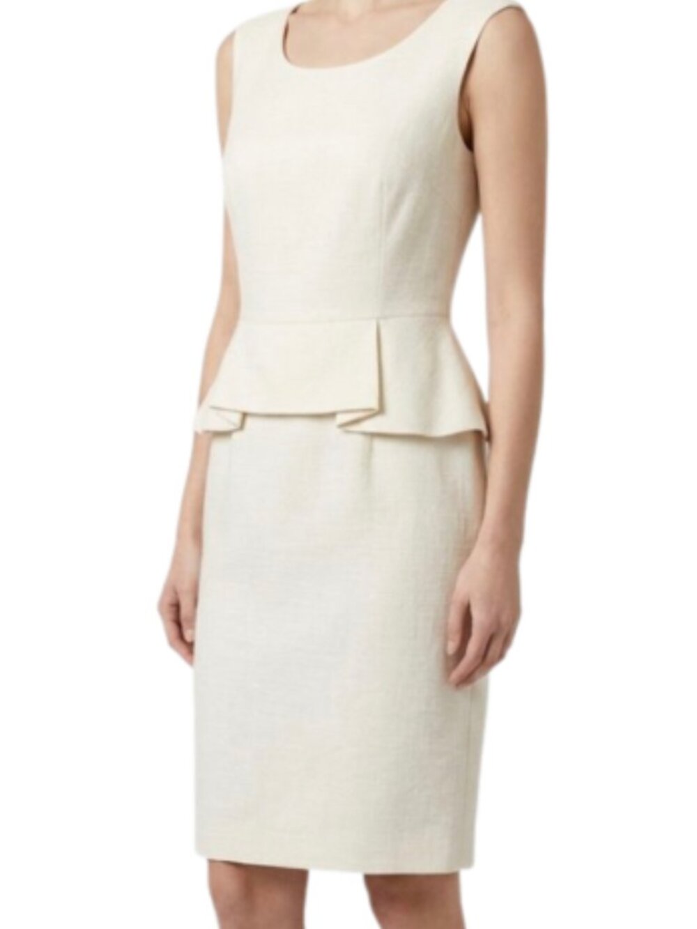 Calvin Klein Sleeveless Peplum Sheath Dress Lt. Cream Cocktail Professional, 12